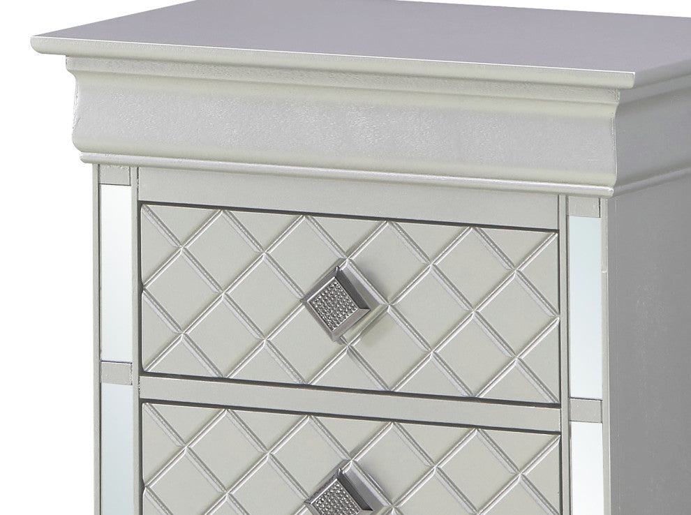 Verona 2-Drawer Nightstand, Silver Champagne