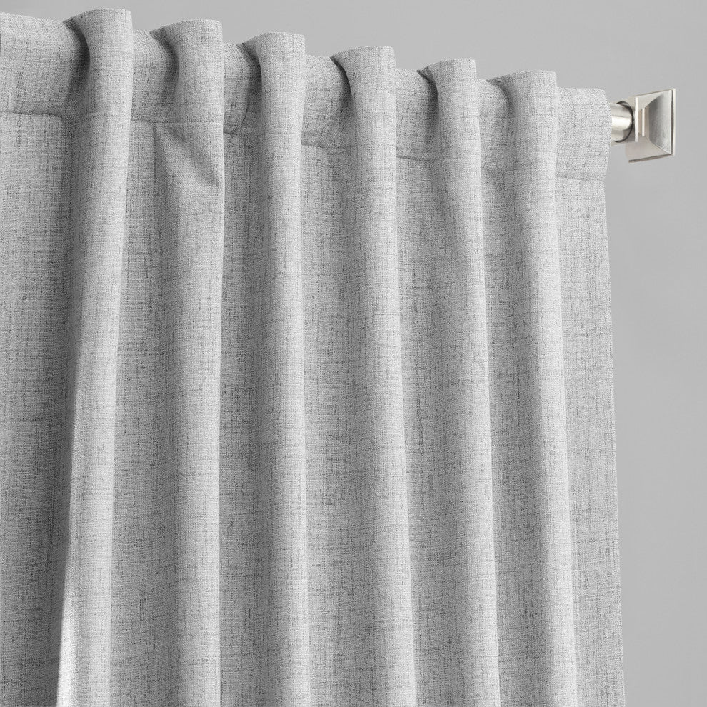 Vintage Thermal Cross Linen Weave Blackout Curtain Single Panel, Millennial Gray, 50"x120"