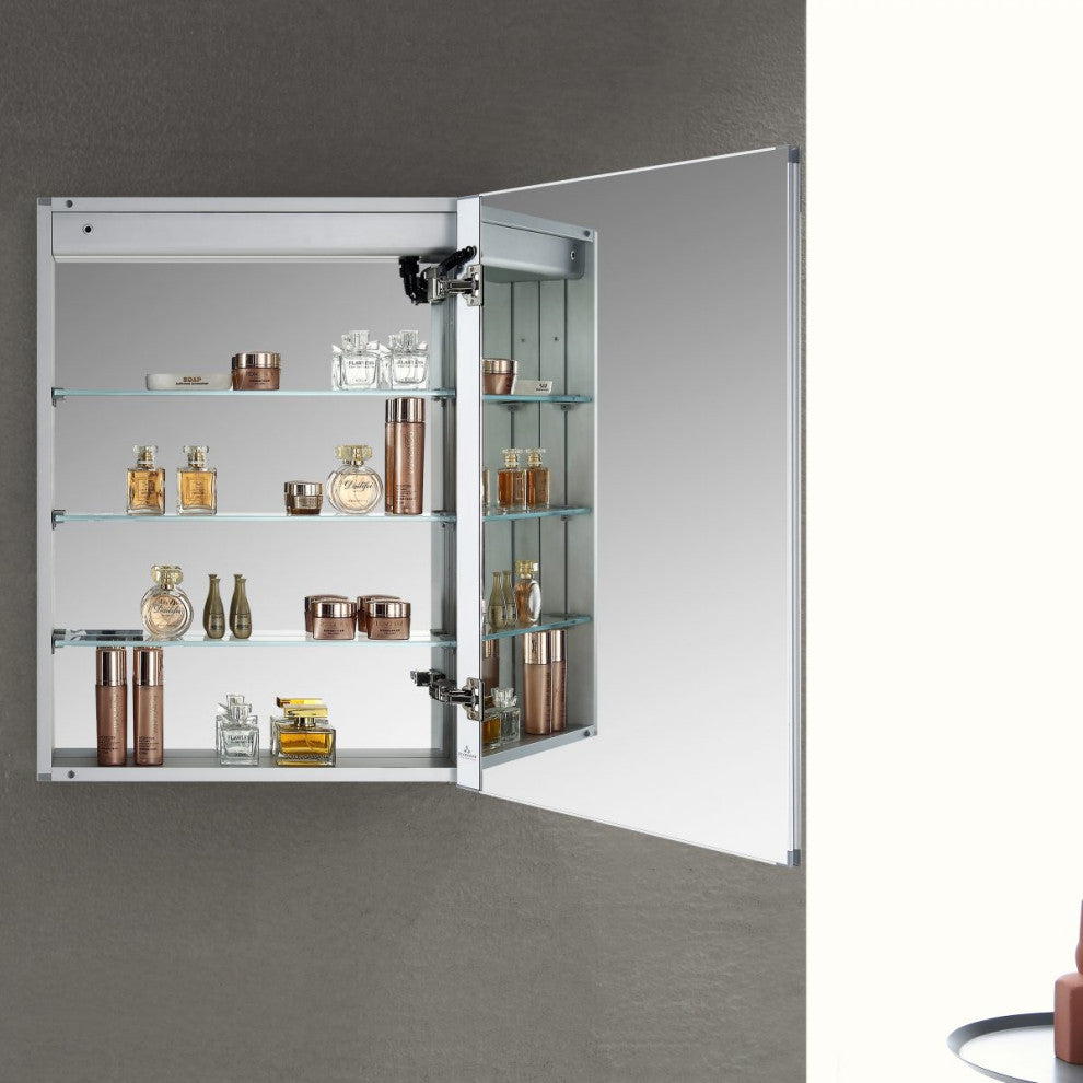 LED Mirror Medicine Cabinet With Defogger, Dimmer and Outlets, 24" Right