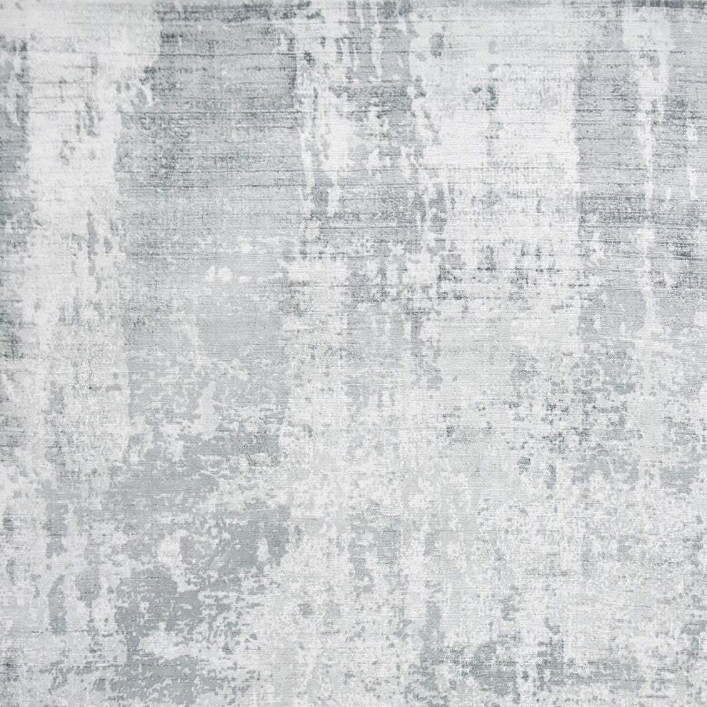 HomeRoots 3'x5' Dew Grey Hand Loomed Abstract Brushstroke Indoor Area Rug
