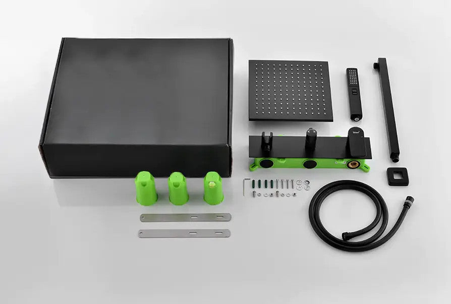 Wasser Complete Shower System With Handheld Sprayer, Matte Black, 10" Rain Show