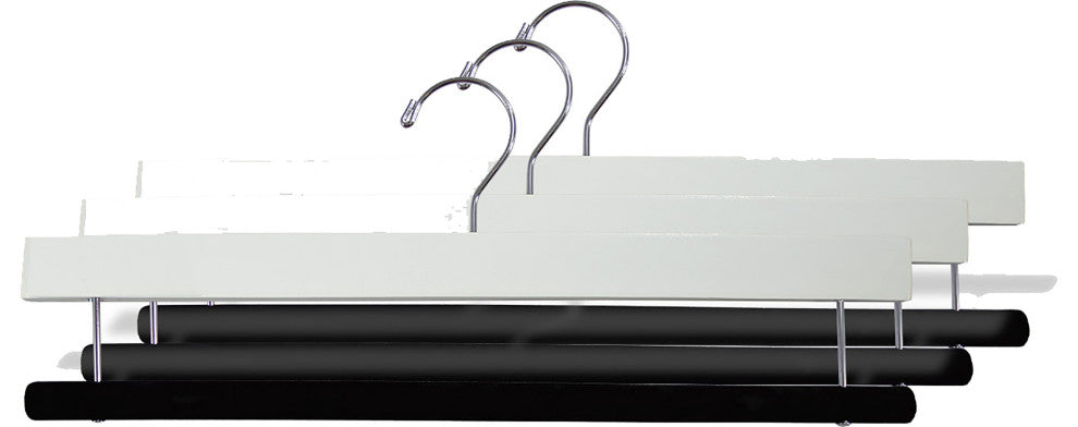 Extra Long White Wooden Pant Hangers, Box of 25