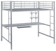 Premium Metal Twin Loft Bed with Workstation - Silver