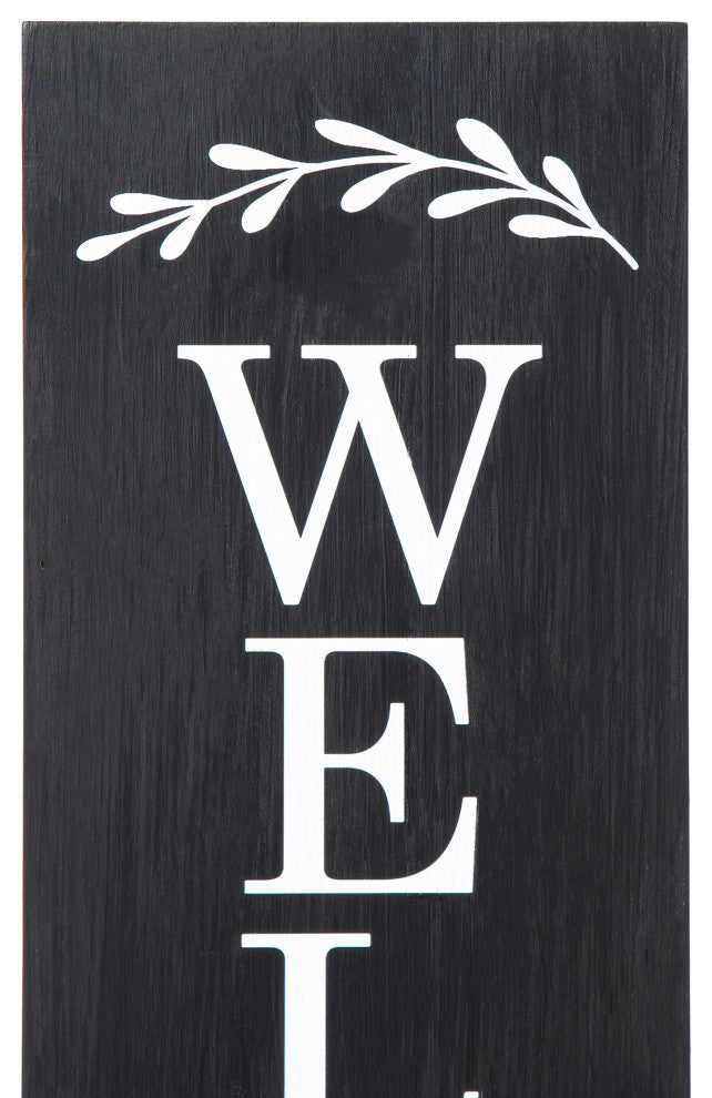 30"H Double Sided Solid Wood Black Boxed "Welcome Porch" Porch Sign