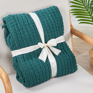Chain Tweed Knit Throw Blanket, Deep Teal