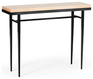 Wick 42" Console Table, Black Finish, Maple Natural Accents
