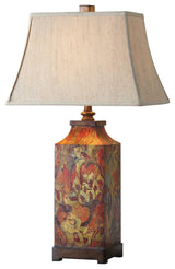 Uttermost Colorful Flowers Table Lamp | Floral Table Lamp with Ivory Linen Shade