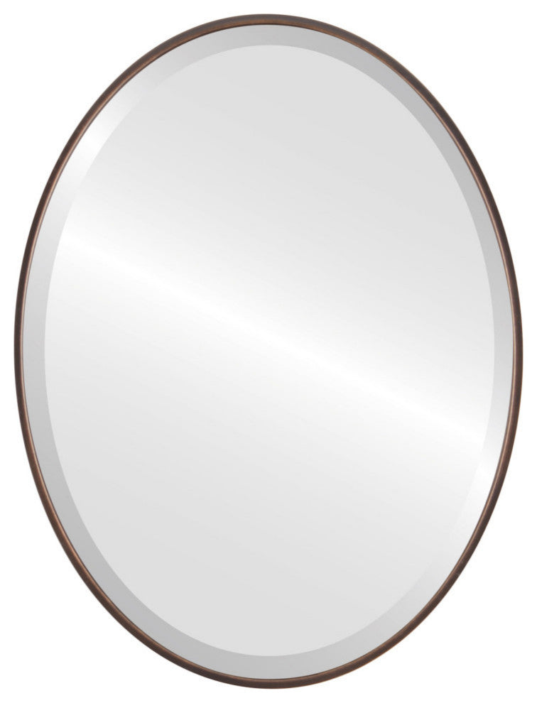 Medina Framed Oval Mirror, Rubbed Bronze, 13"x17"