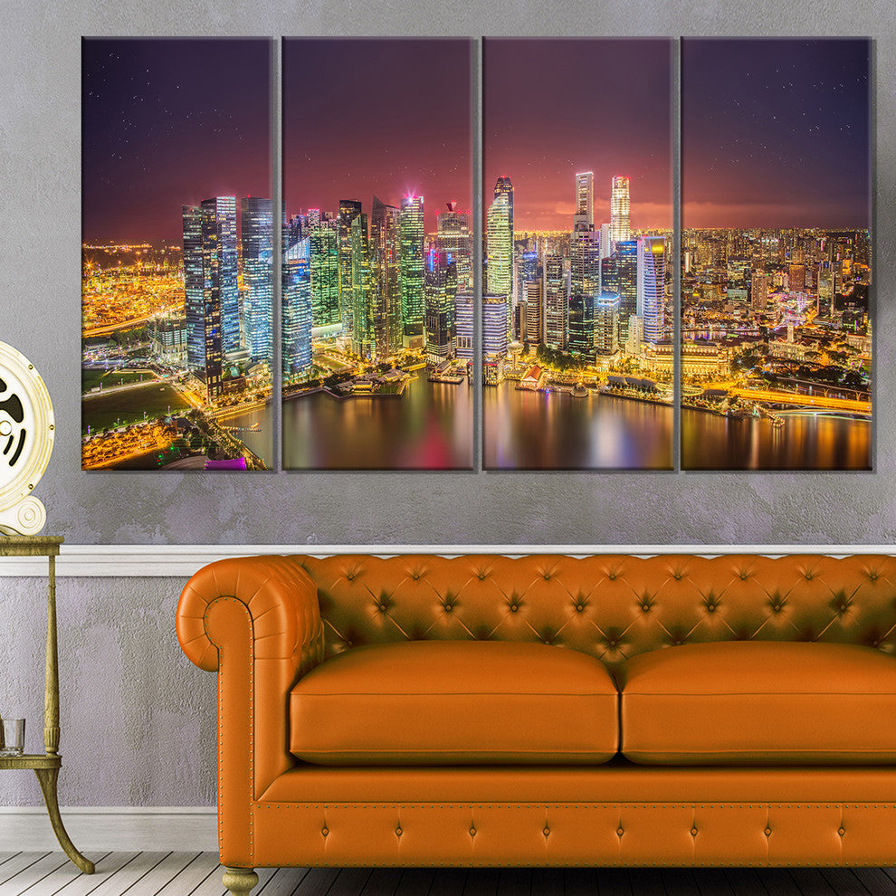 "Singapore Skyline View of Marina Bay" Canvas Print48"x28", 4-Panels