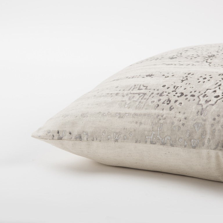 Ivory Silver Distressed Vintage Throw Pillow