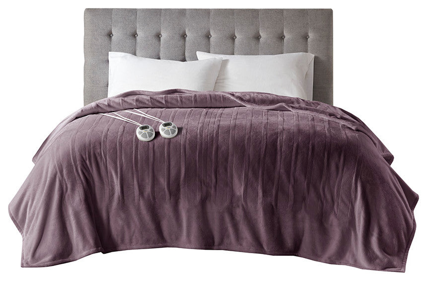 Serta Plush Heated Blanket, Purple