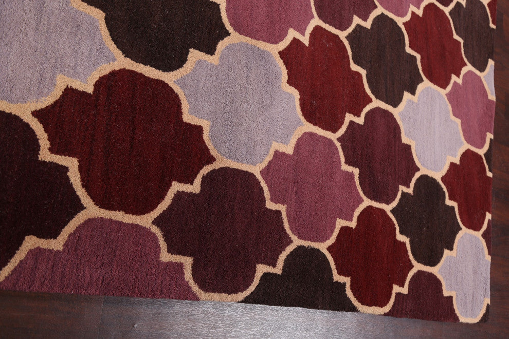 Contemporary Trellis Oriental Area Rug Hand-tufted Wool Carpet 8x11