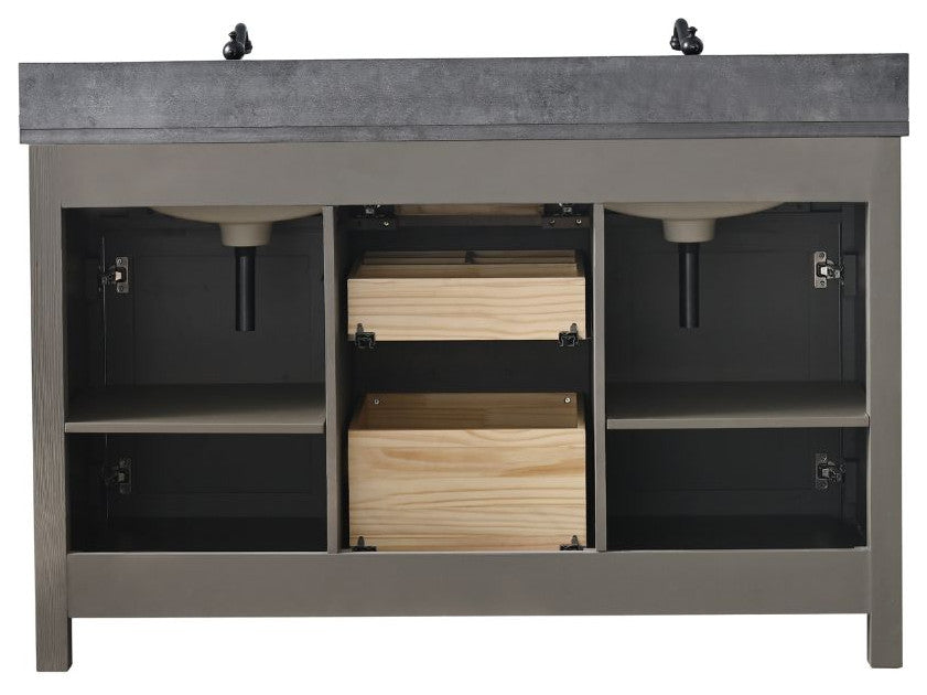 Jasper 54" Bathroom Vanity, Textured Gray, Blue Limestone