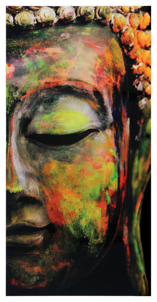 Buddha Wall Art Frameless Free Floating Tempered Art Glass