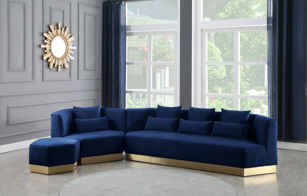 Marquis Velvet Upholstered Set, Navy, Sofa