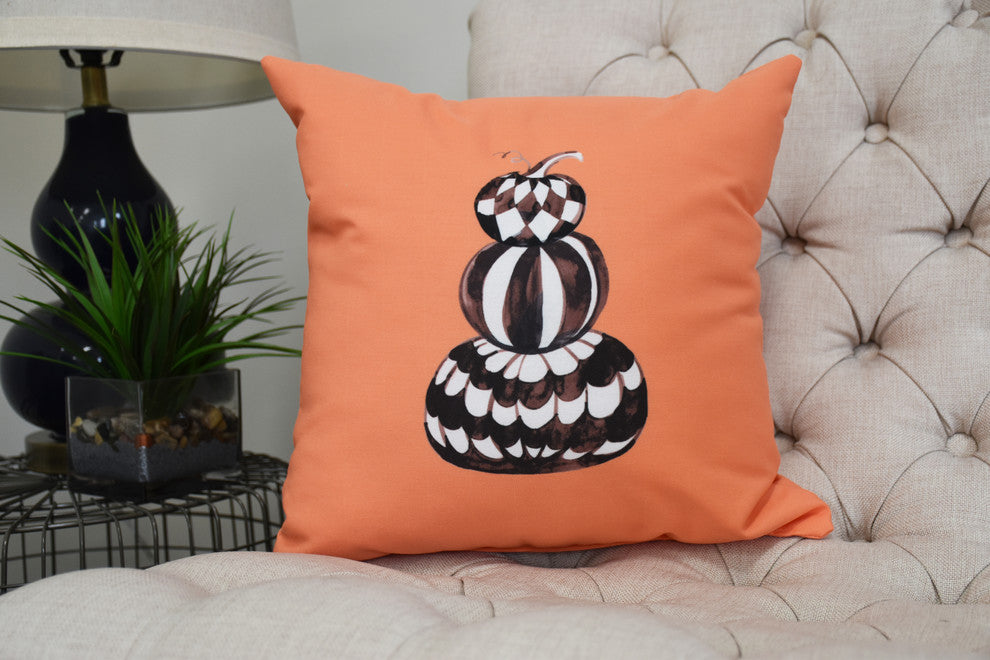 Pumpkin Stack 26" Orange Halloween Print Decorative Throw Pillow