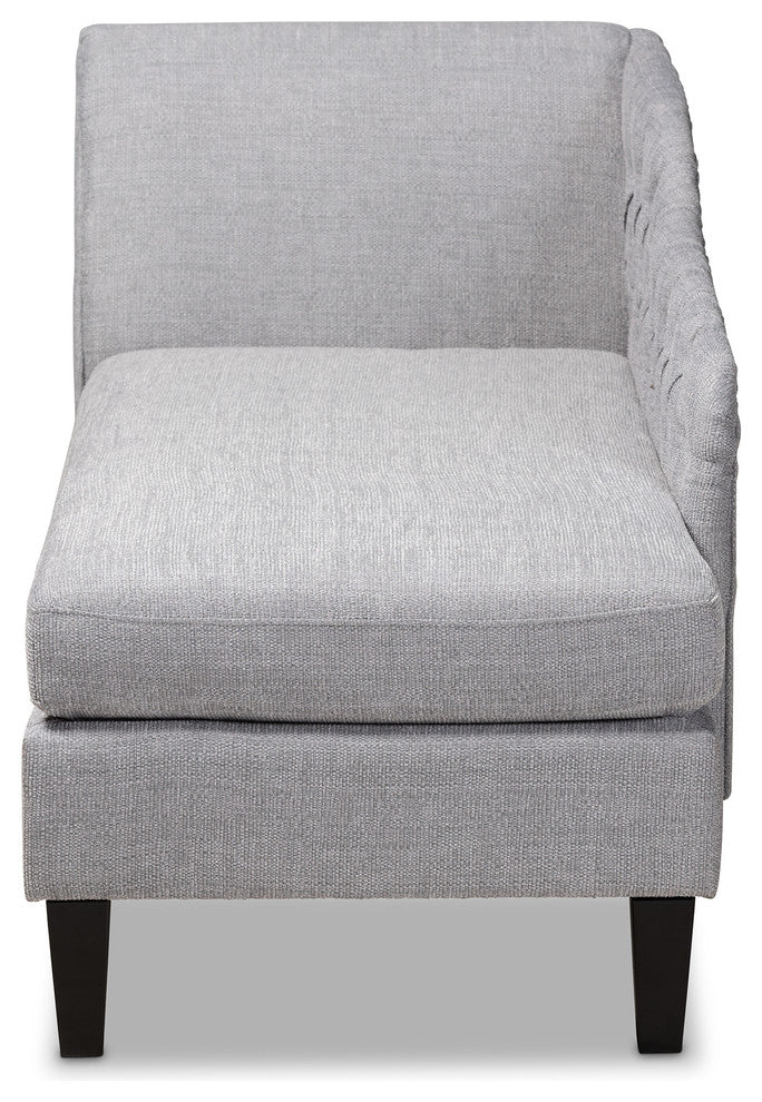 Terra Modern and Contemporary Gray Fabric Upholstered Black Chaise Lounge