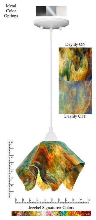 Small Jezebel Signature Flame Pendant, Daylily, White Base