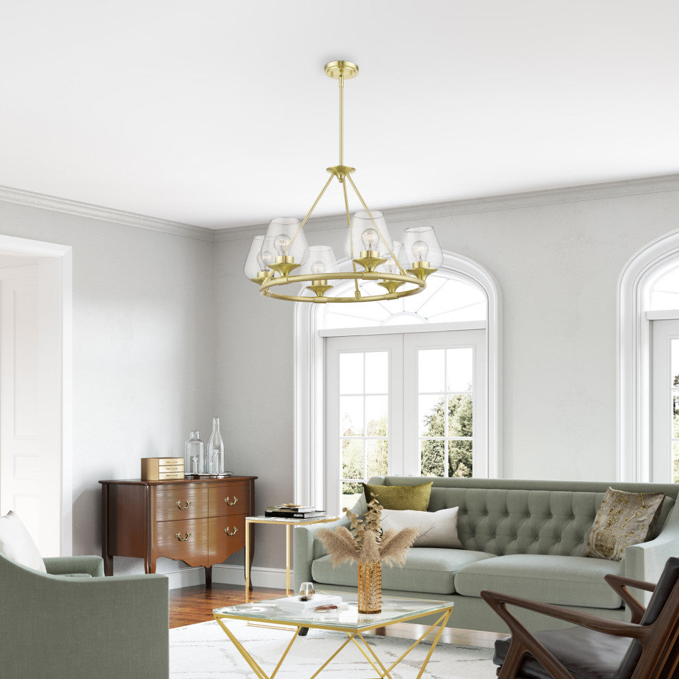 Willow 6 Light Satin Brass Chandelier