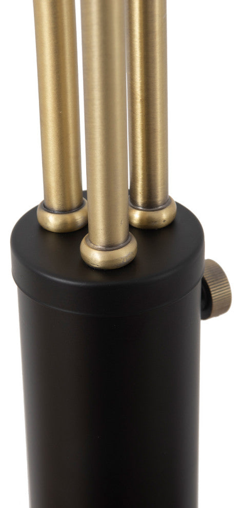 Culver 3 Light Arc Floor Lamp -86", Matte Black & Weathered Brass, Dimmer Switch