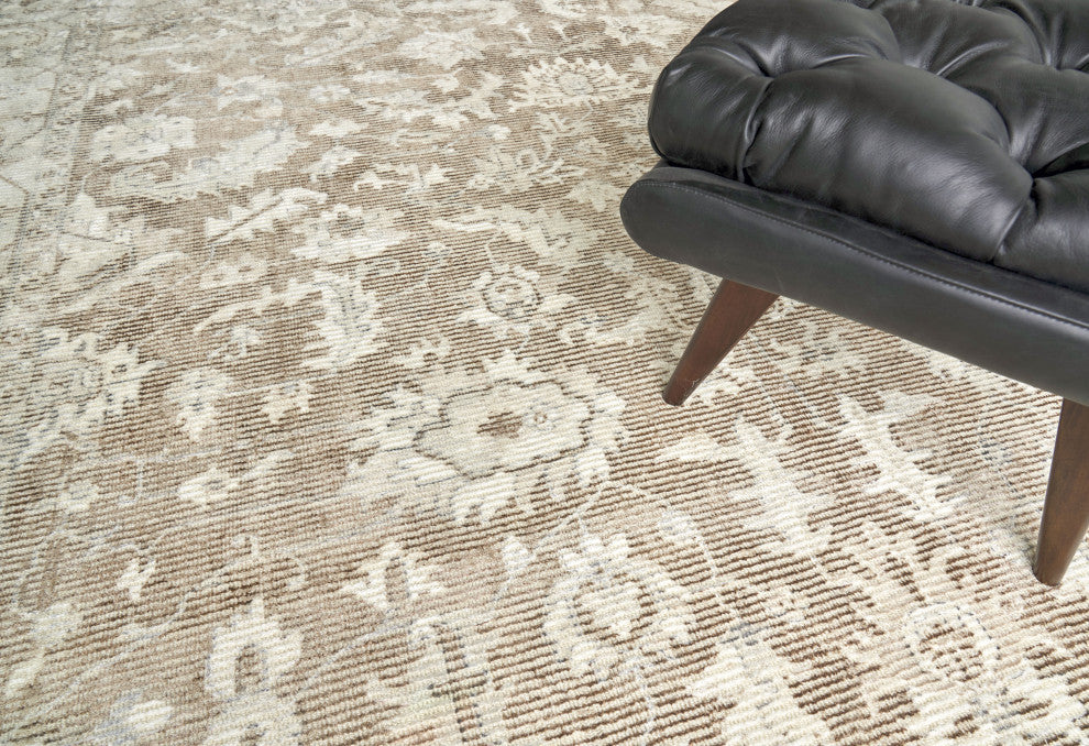 Tuscany Handmade Hand Loomed Wool and Bamboo Silk Brown Area Rug