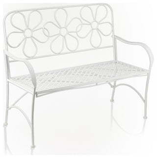 White Daisy Metal Bench