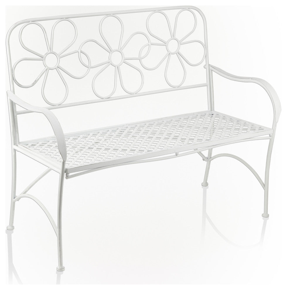 White Daisy Metal Bench