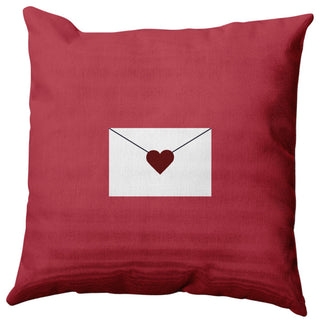 Love Letter Valentines Decorative Throw Pillow, Maroon, 16"x16"