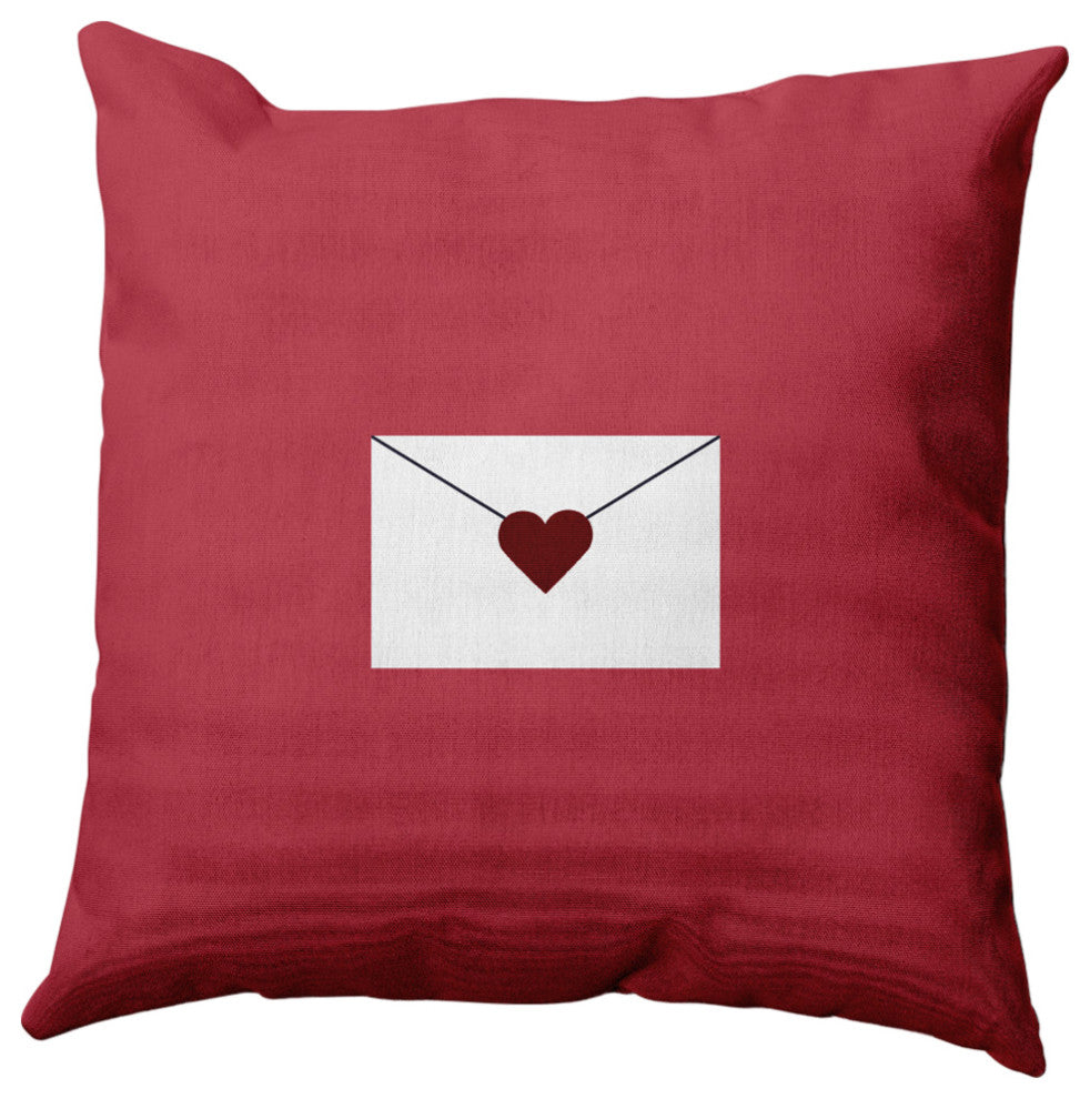 Love Letter Valentines Decorative Throw Pillow, Maroon, 16"x16"