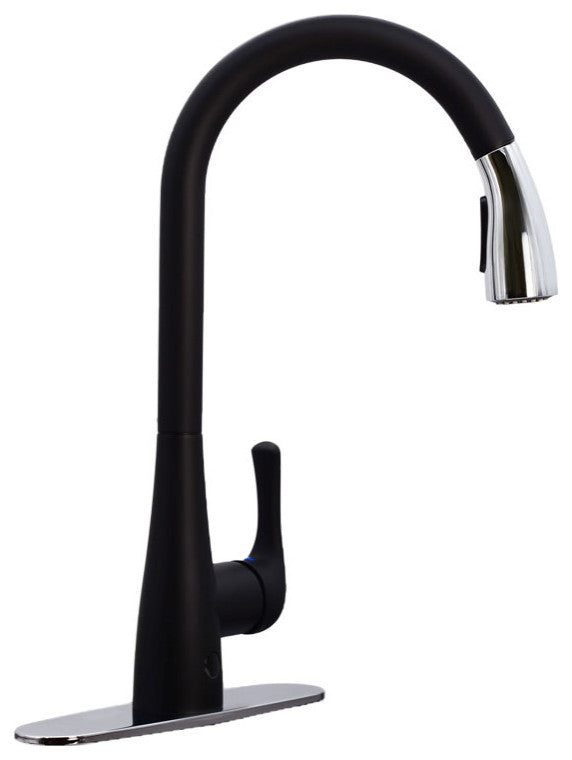 Kitchen Dual Sensor Automatic Touch Controlled Faucet, Black/Chrome