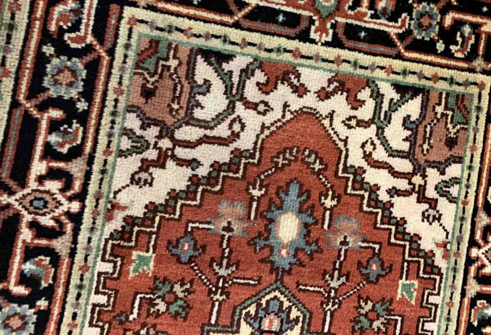 Handmade Vintage Persian Heriz Rug, 3.1'x5.2', 94cmx158cm 1970s