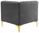 Tufted Sofa Corner Chair, Velvet, Gray, Modern, Living Lounge Hospitality
