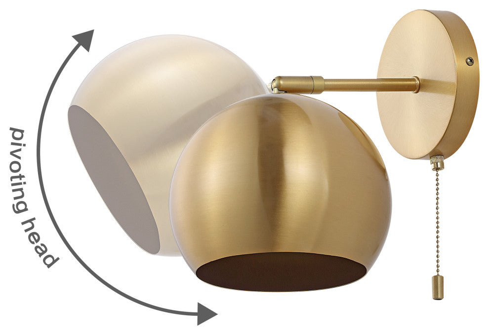 Tierra 7" 1-Light Modern Iron Sconce with Pull-Chain Switch, Set of 2, Gold