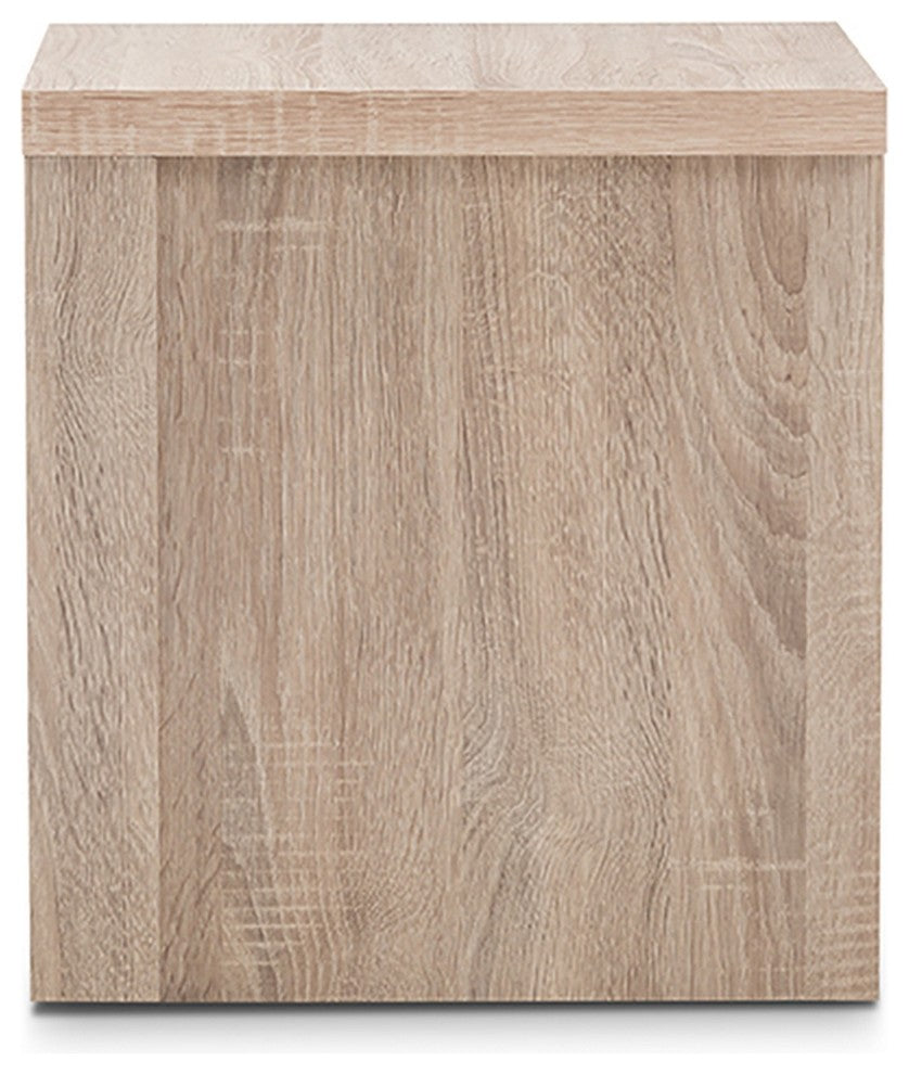 Contemporary Two-Tone Oak and Gray Nightstand