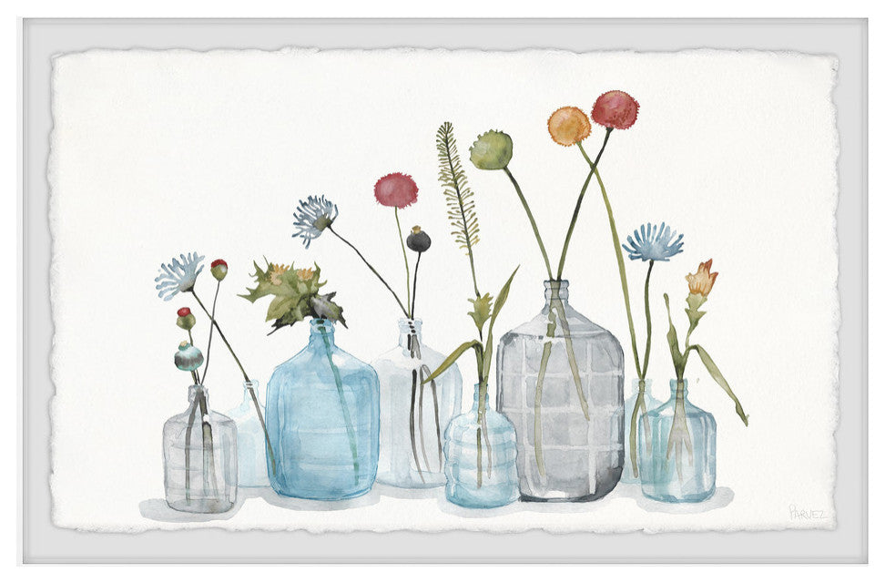 "Bottles for the Blooms" Framed Painting Print, 18"x12"