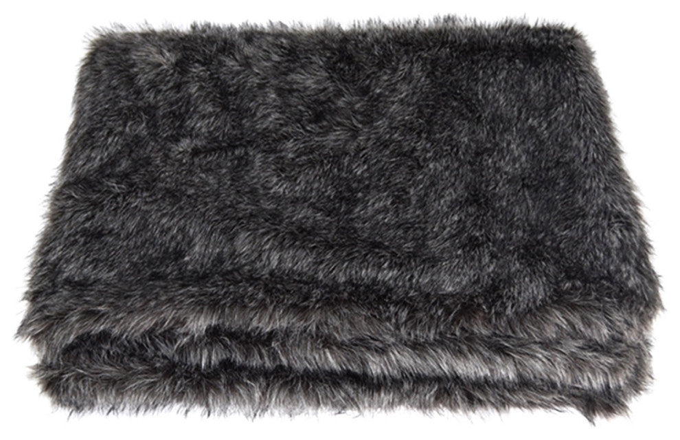 LUZIO Silver Fox Vegan Faux Fur Rug/Throw 55.1x78.7