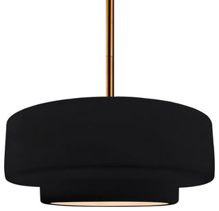 Radiance Medium Tier Pendant, Black Frame, Brushed Brass, LED, Rigid Stem Kit