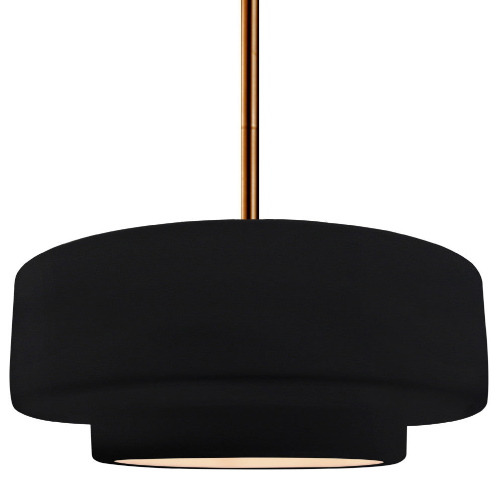 Radiance Medium Tier Pendant, Black Frame, Brushed Brass, LED, Rigid Stem Kit