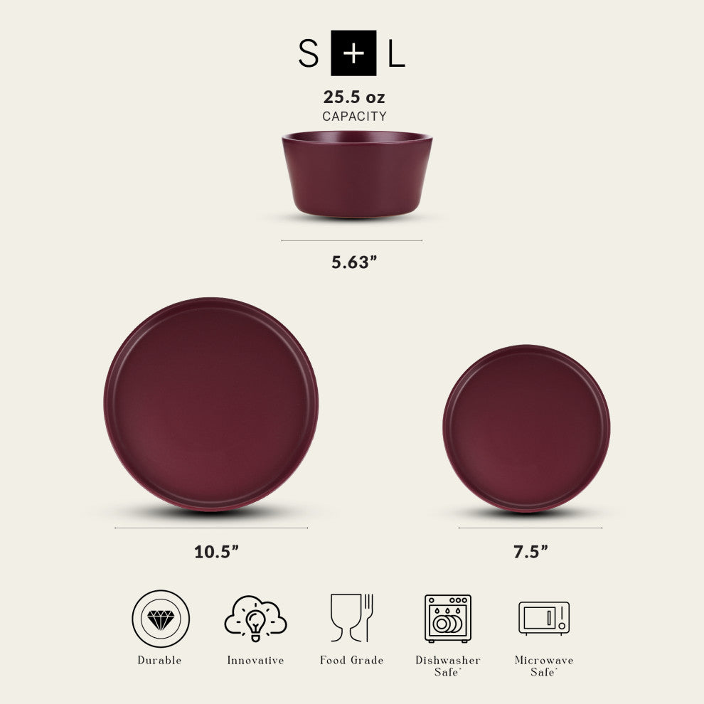 Stone Lain Celina Stoneware 24 Piece Dinnerware Set, Purple