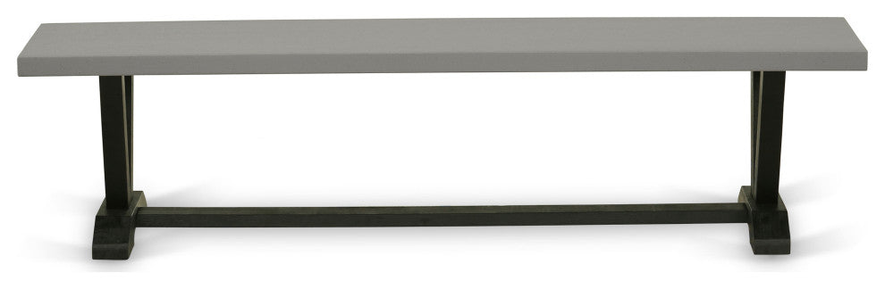 V-Style 15X72 In Dining Bench With Wirebrushed Black Leg And Cement Top Finish