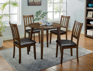 5 Piece Round Dining Table Set with with 4 Chairs, Walnut And Dark Brown
