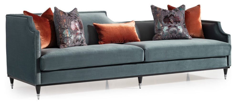 La Francaise Velvet Mansion Sofa Azure/Black