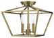 Devone 3 Light Antique Brass Square Semi-Flush