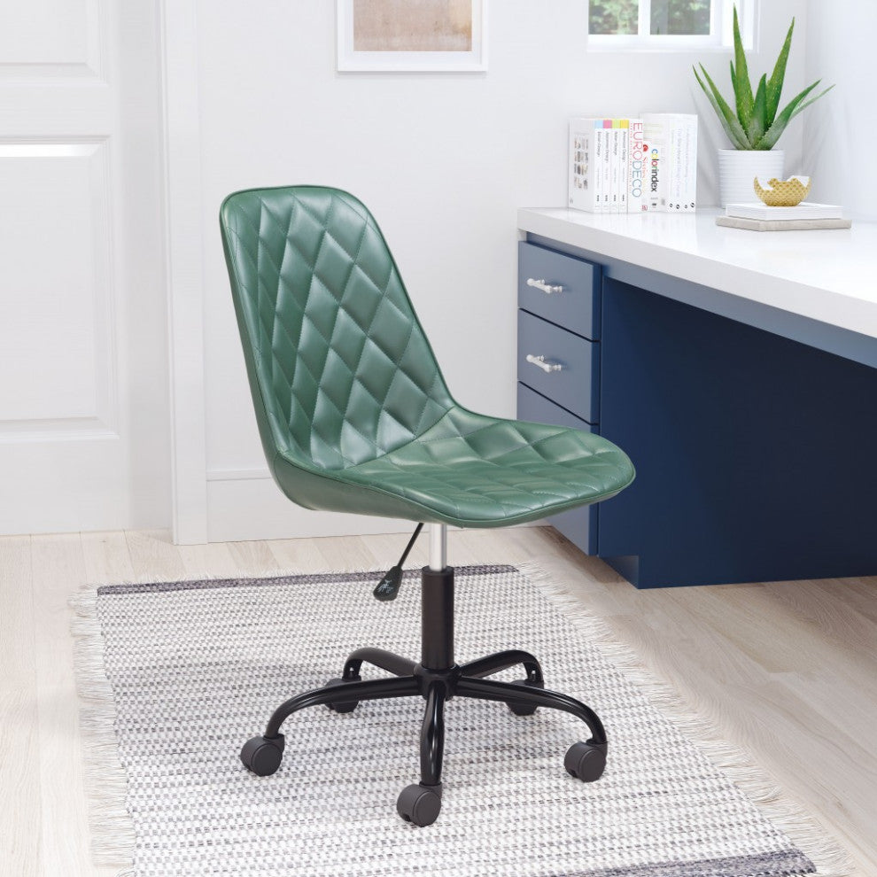 Green Stylized Faux Leather Office Chair