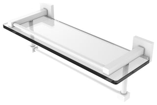 Montero 16" Glass Shelf with Towel Bar, Matte White