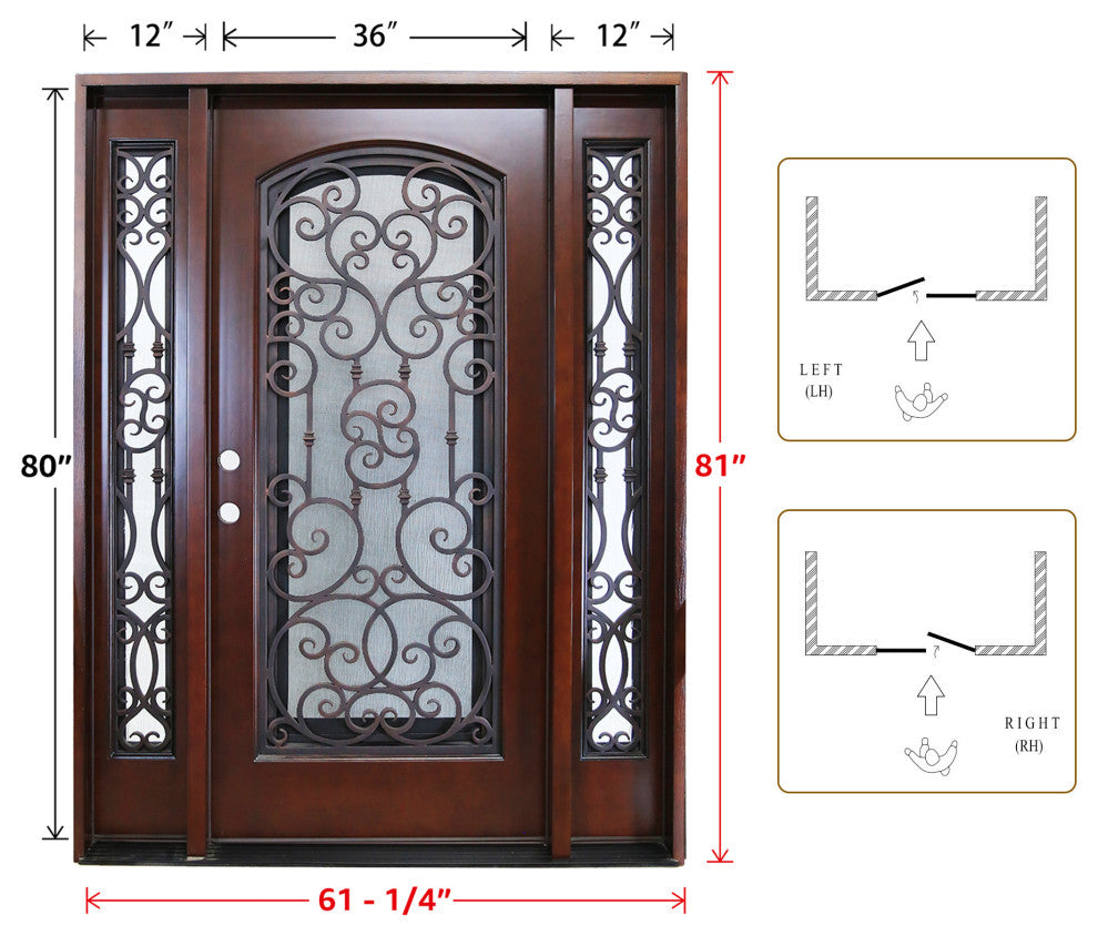 Forever Doors, Exterior Front Entry Composite Door FRR02TP, 60"x80", Right H