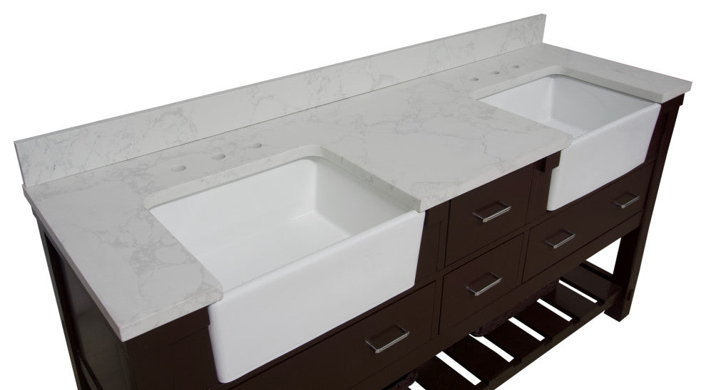 Charlotte 72" Bathroom Vanity, Chocolate, Engineered Carrara