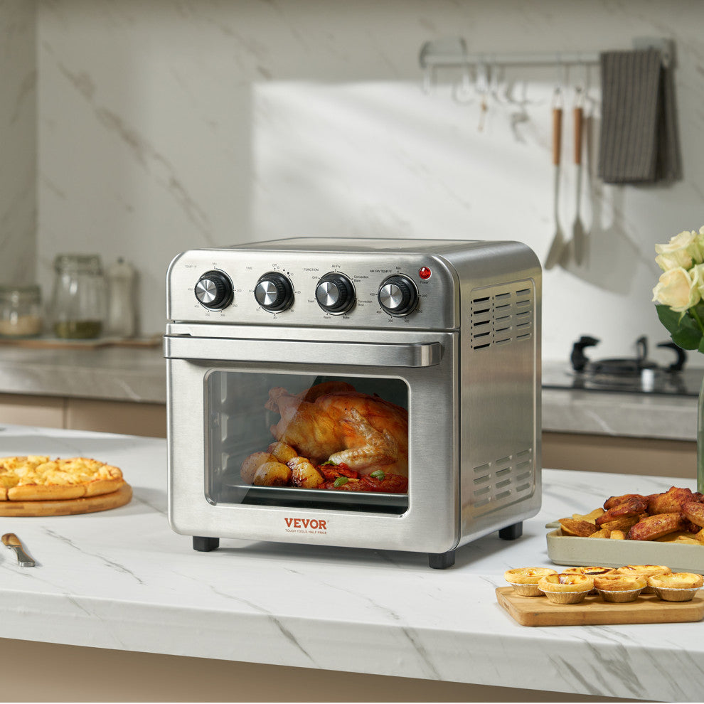 VEVOR Air Fryer Toaster Oven 1700W Stainless Steel Convection Oven, 18 L 7-in-1