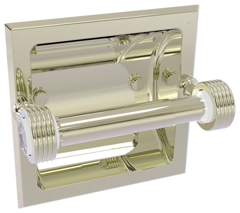 Pacific Grove Recessed Toilet Paper Holder with Groovy Accent, Polished Nickel