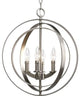 4-Light Foyer Pendant Light, Burnished Silver